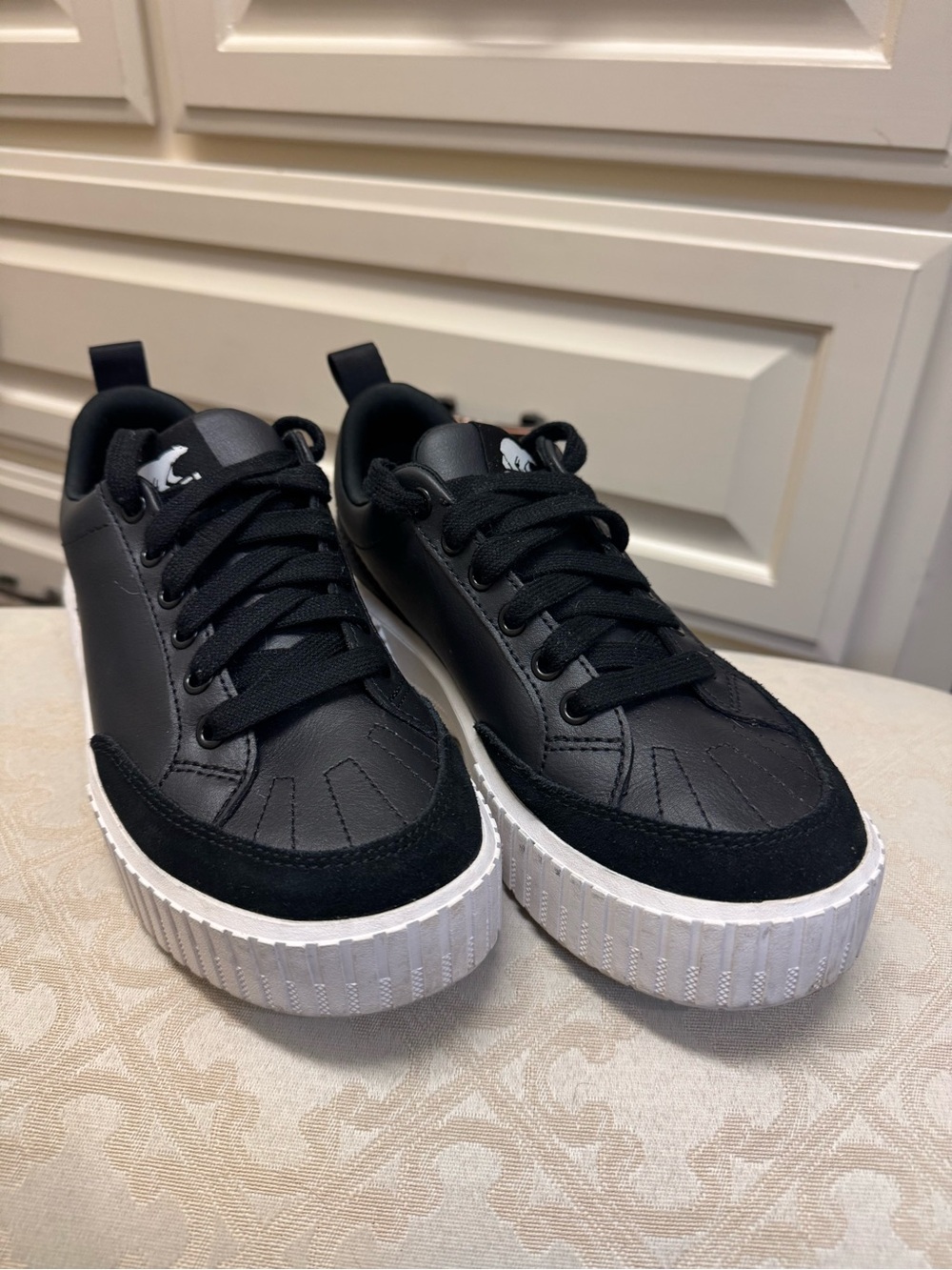 Sorel Waterproof Black Lace-Up Sneakers with White Platform Sole